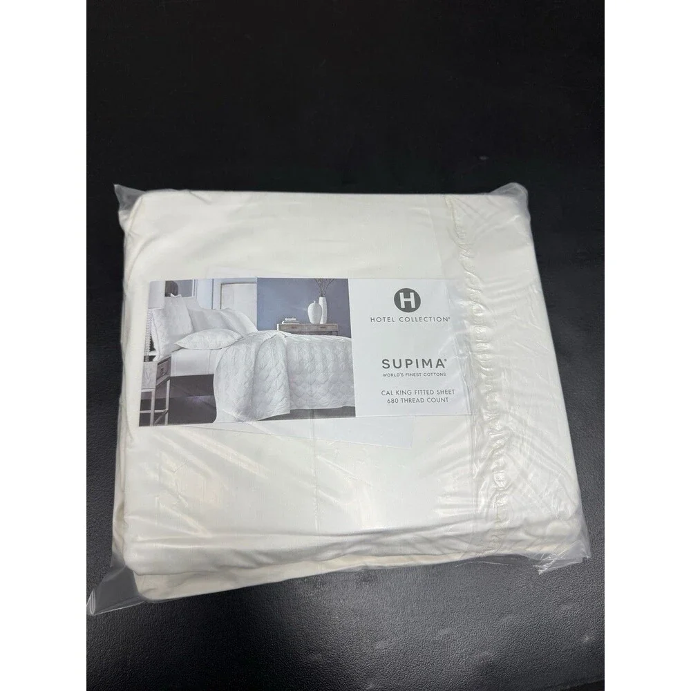 Hotel Collection 680 Thread Count Supima Cotton Cal-King Fitted Sheet ,White